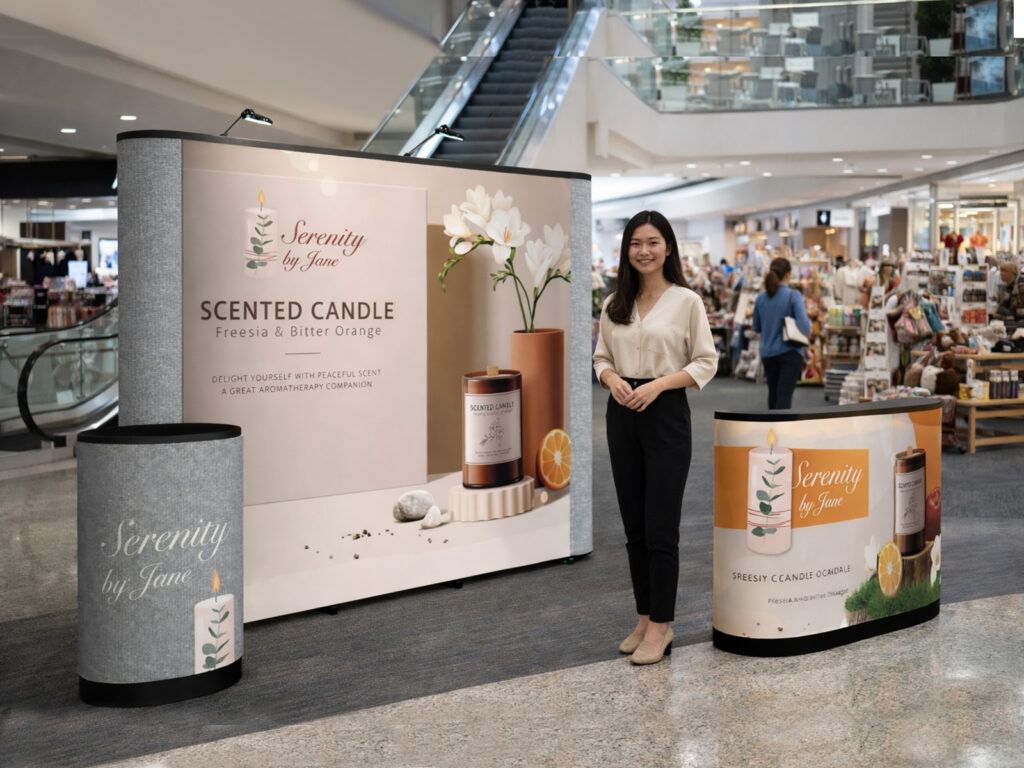 curved tradeshow wall with podium mall 4x3 1