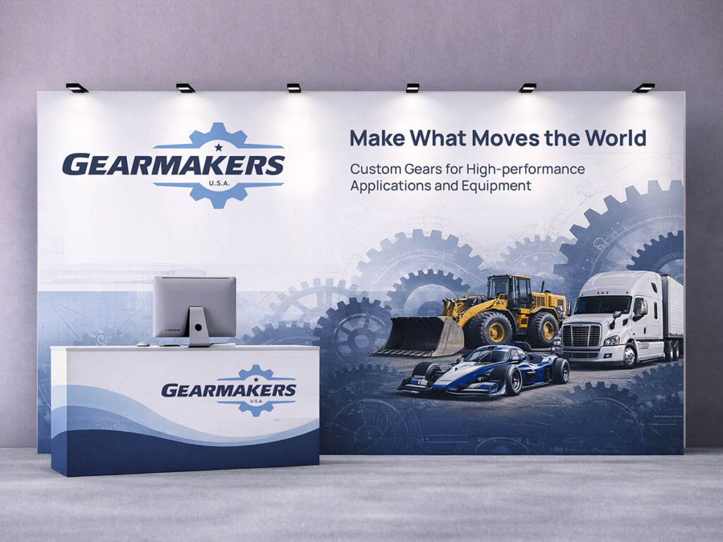 gearmakers tension fabric wall and counter