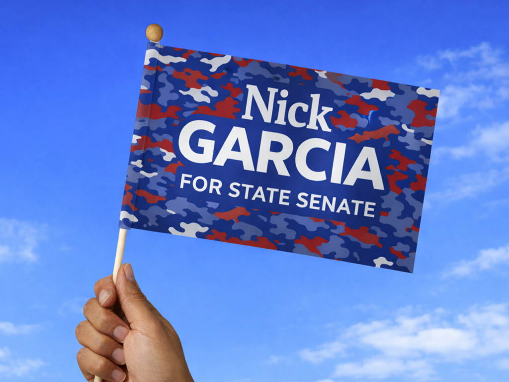 mini political hand flag camoflouge