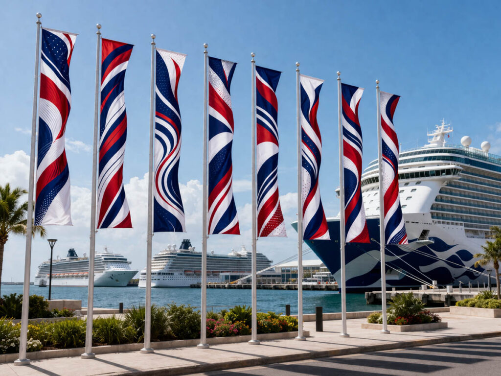pole flags custom shape cruise port long2